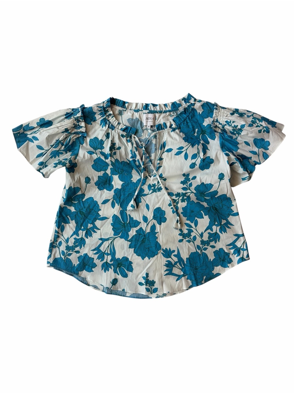 NWT Misa Los Angeles Suparna Top in Turquoise Flora Size Medium
